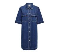 ONLY Onlbelle S/S Button Dress DNM Gua Noos Abito, Blu Jeans Scuro, M Donna