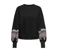ONLY Onlbrooke L/S O-Neck Flower Swt Noos, Nero, L Donna