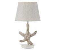 Onli 4928/L - Lampada da Tavolo in Legno Decorazione Stella con Paralume in Tessuto, Beige, Altezza 48 cm, Diametro 25 cm