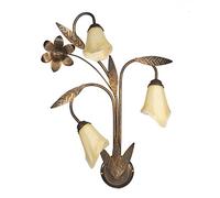 ONLI - Applique 3 luci in metallo marrone spennellato oro e vetri ambra