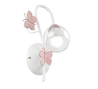 ONLI Applique a Una Luce in Metallo Farfalle dipinte in Bianco/Rosa