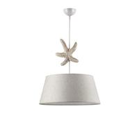 ONLI Lampada a Sospensione con Paralume in Tessuto Color Avorio e Decorazione