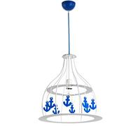 ONLI Lampada a Sospensione in Metallo con Ancore Blu in plastica, Bianco