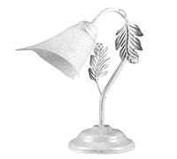 ONLI - Lampada da tavolo Marilena in metallo bianco spennellato argento. Paralume in vetro bianco. Prodotto lavorato a mano in Italia. 29 x 35cm