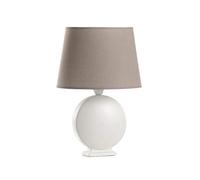ONLI - Lampada da tavolo in ceramica bianca con paralume tortora