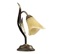 ONLI - Lampada da tavolo in metallo marrone spennellato oro con vetro ambra