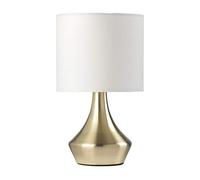 ONLI Lampada da Tavolo Oro in Metallo Satinato e Paralume in Tessuto Bianco 6 W