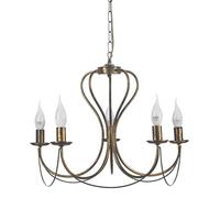 Onli Lampadario 5 Luci in Metallo Marrone Spennellato Oro