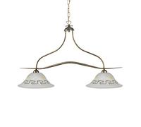 Onli Lampadario Biliardo 2 Luci in Metallo e Vetro, Bronzo, metallo;vetro