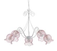 ONLI Lampadario Mia in Metallo Bianco e Rosa a 5 luci