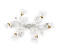 Onli Lancia Lampada da Parete, Bianco/Argento/Oro, 6 luci, metallo/vetro