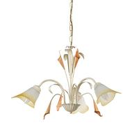Onli Lucrezia - Lampadario 3 Luci. Struttura in Metallo Color Avorio. Paralumi in Vetro Satinato