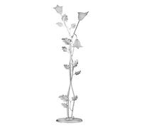 ONLI - Piantana, lampada da terra Marilena bianca e argento. Diametro 55 altezza 175cm. 3 x E14. Decorazioni foglie. Stile retro classico elegante chic