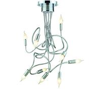 ONLI - Plafoniera da soffitto moderna in metallo cromato 9 luci con bracci flessibili e orientabili
