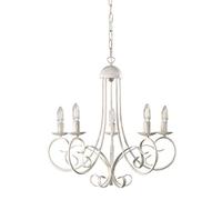 ONLI Pompei - Lampadario 5 luci, stile classico ed elegante. Struttura in metallo. Bianco
