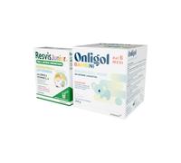 Onligol Bambini - Stitichezza nei Bambini dai 6 mesi in su, a Base di Macrogol 4000, insapore + Resvis Junior Xr, Integratore per il istema Immunitario, Bambini dai 3 Anni, 12 Bustine, Gusto Fragola