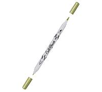 Online 19084/6 - Pennello a punta doppia con punta calligrafica e punta a pennello, colore: Oro metallizzato