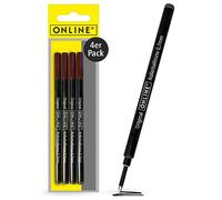 ONLINE 4 ricariche per penna roller, compatibili con Faber-Castell, Senator, Schneider, colore nero, con spessore di 0,7 mm, ricarica per penna roller