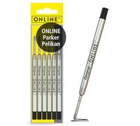 ONLINE 6x ricariche penna per penna a sfera | colore nero | punta media | ricariche indelebile | mine di ricambio