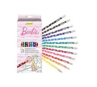 ONLINE Barbie - Matite colorate con gomma, set da 12 pastelli da colorare in 12 diversi colori, per ragazze, ideali per l'inizio della scuola, fantastici matite per ragazze, set come Barbie Merch