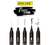 Online Black Handlettering Set | 5 matite per Calligrafia in Nero | con Pennello, Punta e Punta calligrafica | Matite per Scrittura a Mano per Bullet Journal, Note Scolastiche