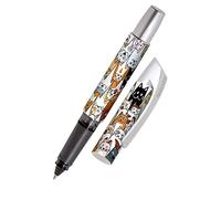 Online Campus Fluffy Cats - Penna roller per destrimani e mancini, impugnatura ergonomica, penna roller a sfera, cartucce di inchiostro standard, con cartuccia combinata, colore blu, 1 pezzo