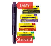 ONLINE Cartucce di inchiostro a doppia faccia colorate, rosso-verde-nero-viola, cartucce di inchiostro universali, compatibili con tutte le penne stilografiche più comuni, anche per penne Lamy,