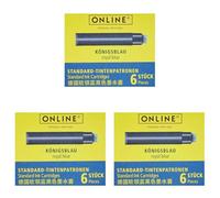 ONLINE Cartucce d'inchiostro standard, inchiostro universale per penna stilografica, compatibili con tutte le comuni penne stilografiche, cartucce di ricambio per penne stilografiche e roller, 6