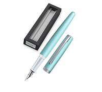 Online Eleganza | Pluma Stilografica di Tinta Blu con Caja de Regalo - Pluma di Metallo con Superficie Mate Color Turquesa