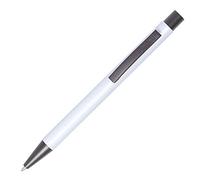 Online Penna a sfera Soft Metal in alluminio, penna a sfera intercambiabile per grandi spazi vuoti, scrittura nera, per documenti, bianco puro con sensazione softtouch, clip in metallo grigio scuro