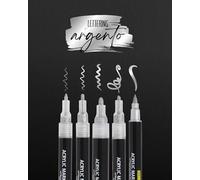 Online Set di 5 penne acriliche argentate - altamente coprenti per lettering a mano e fai da te I Brush Pen, Fineliner, Marker I Metallizzato Acrilico per progetti fai da te, carta, vetro, legno