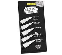 Online Set di 5 penne per lettering a mano, colore bianco, con penna, fineliner, penna per calligrafia e pennarelli, pennarelli in acrilico bianco, per bullet journal, progetti fai da te