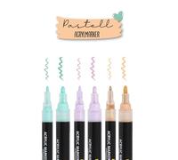Online Set di 6 penne acriliche pastello - beige, lavanda, turchese, coprenti per lettering a mano e fai da te per la festa della mamma, fineliner e pennarelli, pennarelli acrilici pastello per carta