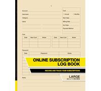 Online Subscription Log Book: Record and Track Your Subscriptions | With Index | Large