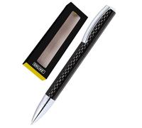 Online Vision Carbon - Penna a sfera girevole con refill standard di grandi dimensioni, tratto medio, colore inchiostro: nero, elegante penna a sfera in alluminio, in confezione regalo