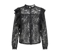 Onlnew Karo LS Lace Ruffle Top Wvn, Nero, L