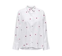 Onlnew Lina Grace LS EMB - Maglietta Noos Wvn, Bianco, M