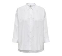 Onlnew Lina Grace LS EMB - Maglietta Noos Wvn, Bianco, M