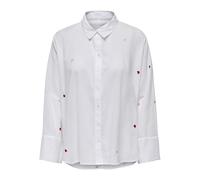 Onlnew Lina Grace LS EMB - Maglietta Noos Wvn, Bianco, S