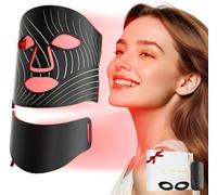 ONLUKY Maschera per viso a LED, per terapia della luce rossa, senza fili, per viso e collo, con 7 colori, 103 LED, ricaricabile tramite USB-C, a infrarossi e vicino all'infrarosso, per casa, viaggi