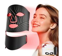 ONLUKY Maschera viso per terapia della luce rossa - terapia della luce LED con dispositivo per il collo, perline 3 in 1, ricaricabile e telecomandata, funzione temporizzazione, ideale per casa, lavoro