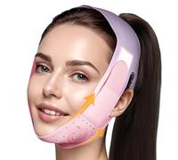ONLUKY V-Line, maschera per lifting facciale, con doppio mento, fascia di supporto per il mento a forma di V (rosa)
