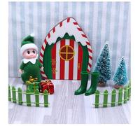 Onlvmyur 9 Pezzi Elfo Natale Porta Magica Carino Porta Elfo Natale Kit Verde Casetta Elfo Natale Accessori Miniature Porta dell Elfo per Bambini Regalo di Natale
