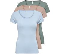 ONLY 15209153 - Confezione da 3 magliette da donna a maniche corte basic, essenziali, estive, nero o bianco, Mix 3 colori., XL