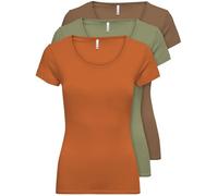 ONLY 15209153 - Confezione da 3 magliette da donna a maniche corte basic, essenziali, estive, nero o bianco, S