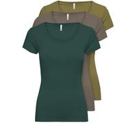 ONLY 15209153 - Confezione da 3 magliette da donna a maniche corte basic, essenziali, estive, nero o bianco, XL