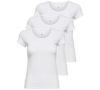 ONLY 15209153 - Confezione da 3 magliette da donna a maniche corte basic, essenziali, estive, nero o bianco, bianco, XL