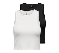 ONLY 2pack Onlbelia S/L Crop Top CS Jrs Confezione da 2, Nero, XL (Pacco da 2) Donna