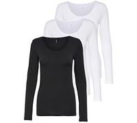ONLY 3 pezzi da donna a manica lunga in bianco e nero, manica lunga basic estiva 95% cotone XS S M L XL 15209156
