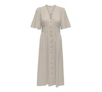 Only - Vestito camicia midi effetto lino beige-Neutro 38